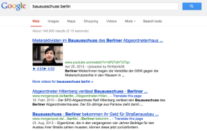 Mieterproteste überall: Googleergebnis zu den Stichworten "Bauausschuss Berlin"